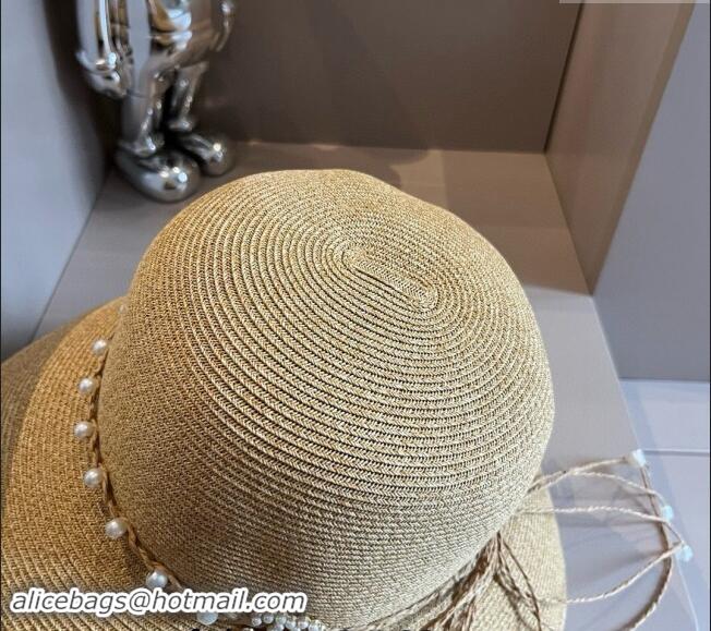 New Product Chanel Straw Bucket Hat with Pearls 0710 2024