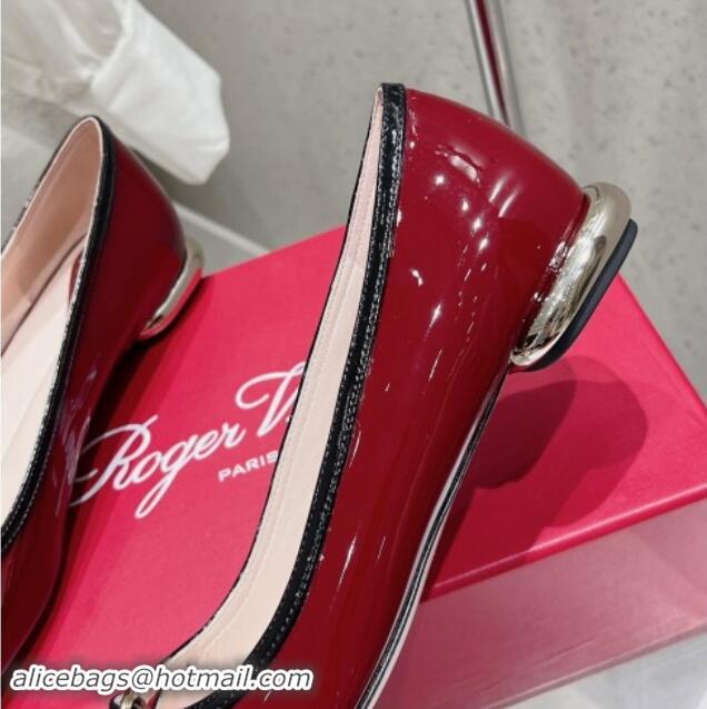 Grade Quality Roger Vivier Viv' Podium Ballerinas flat in patent leather dark burgundy 725004