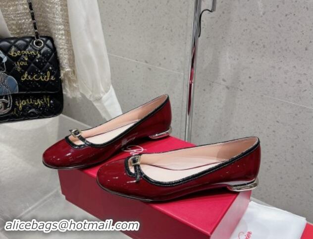 Grade Quality Roger Vivier Viv' Podium Ballerinas flat in patent leather dark burgundy 725004