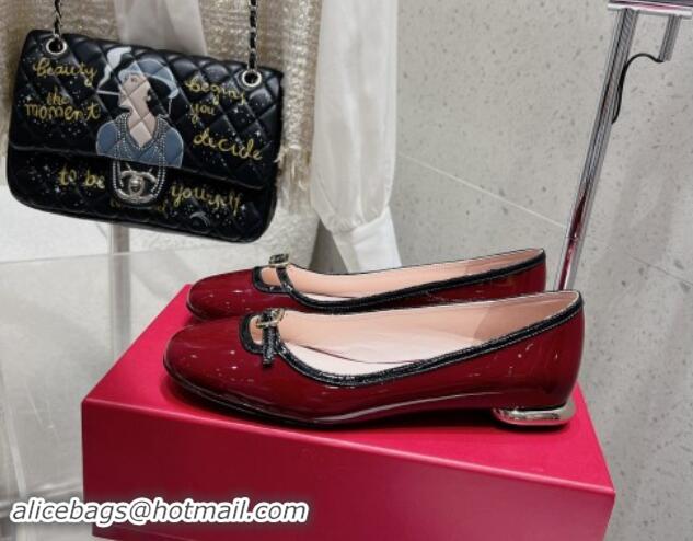 Grade Quality Roger Vivier Viv' Podium Ballerinas flat in patent leather dark burgundy 725004