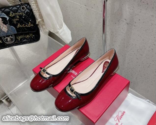 Grade Quality Roger Vivier Viv' Podium Ballerinas flat in patent leather dark burgundy 725004