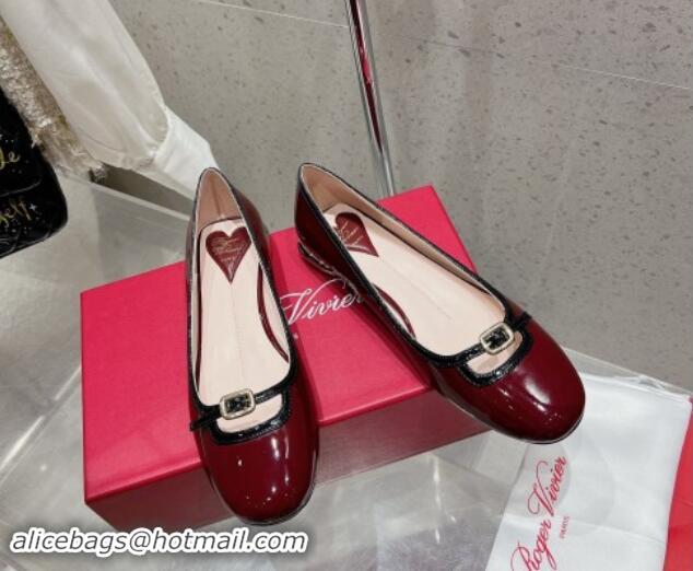 Grade Quality Roger Vivier Viv' Podium Ballerinas flat in patent leather dark burgundy 725004