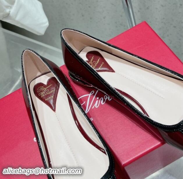 Grade Quality Roger Vivier Viv' Podium Ballerinas flat in patent leather dark burgundy 725004