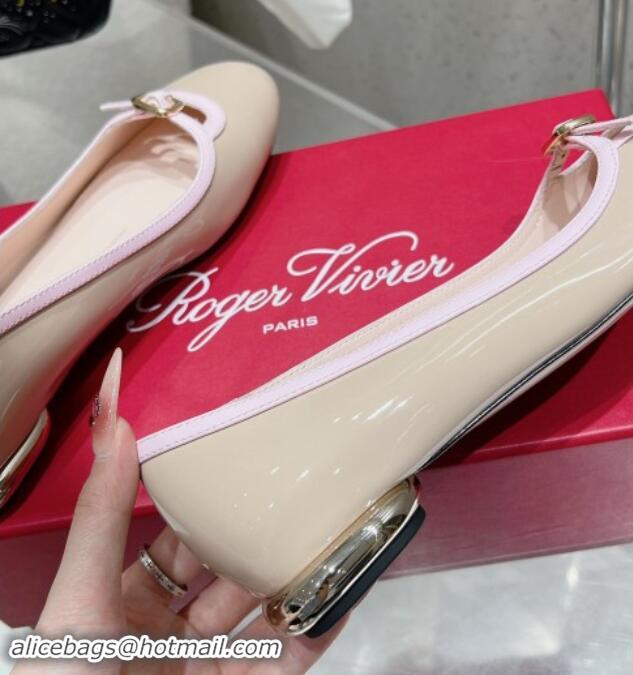 Sumptuous Roger Vivier Viv' Podium Ballerinas flat in patent leather Nude 725005