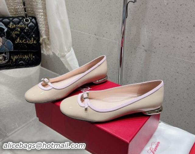 Sumptuous Roger Vivier Viv' Podium Ballerinas flat in patent leather Nude 725005