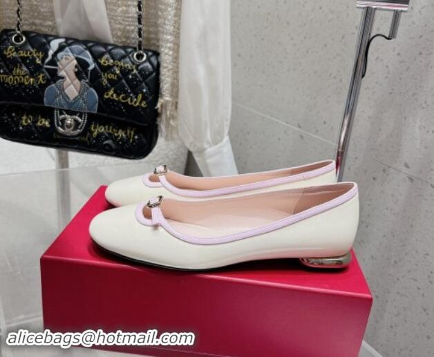 Top Grade Roger Vivier Viv' Podium Ballerinas flat in patent leather White 725007