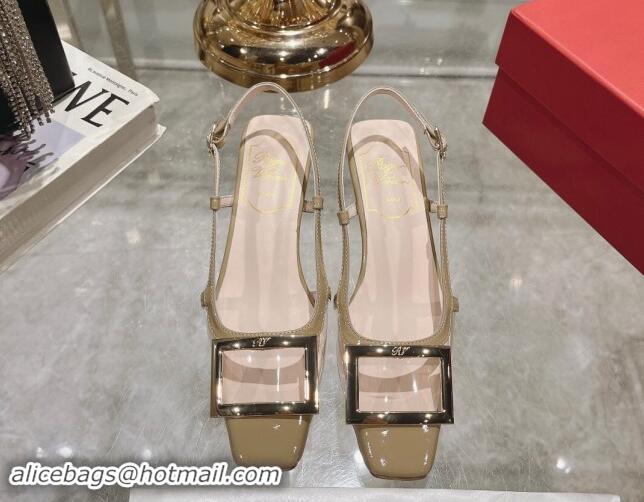 Charming Roger Vivier Belle Vivier Slingback Pumps 4.5cm in PVC Khaki 812122