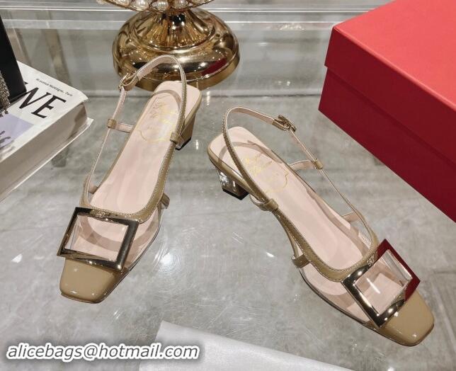 Charming Roger Vivier Belle Vivier Slingback Pumps 4.5cm in PVC Khaki 812122