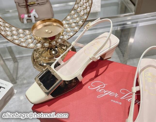 Purchase Roger Vivier Belle Vivier Slingback Pumps 4.5cm in patent fabric White 812126