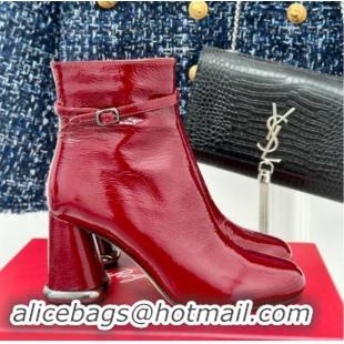 Good Quality Roger Vivier Viv' Podium Ankle Booties 8.5cm in patent leather Dark Red 010088