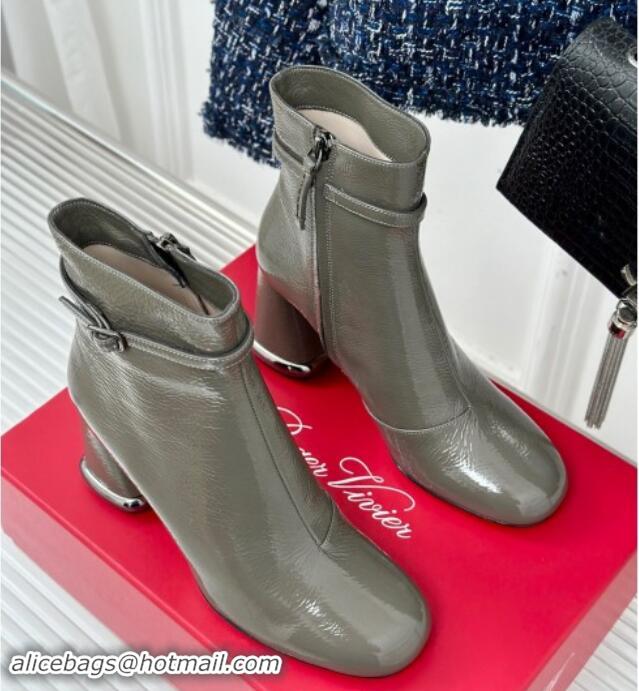 Best Grade Roger Vivier Viv' Podium Ankle Booties 8.5cm in patent leather Grey 010089