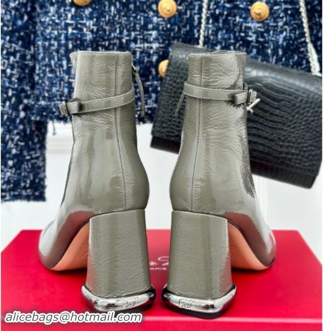 Best Grade Roger Vivier Viv' Podium Ankle Booties 8.5cm in patent leather Grey 010089