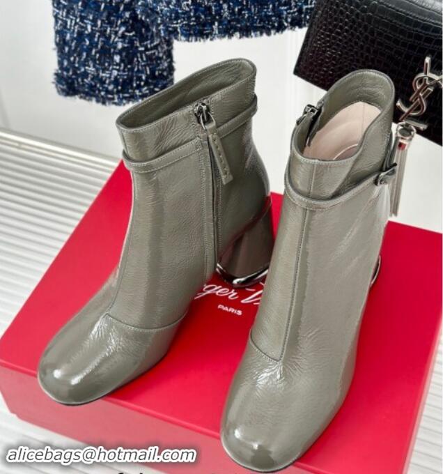 Best Grade Roger Vivier Viv' Podium Ankle Booties 8.5cm in patent leather Grey 010089