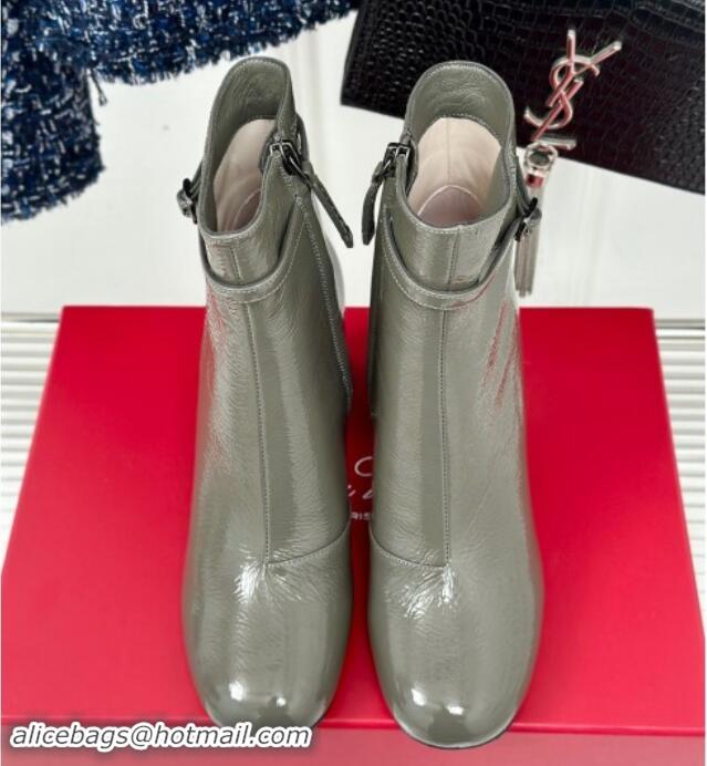 Best Grade Roger Vivier Viv' Podium Ankle Booties 8.5cm in patent leather Grey 010089