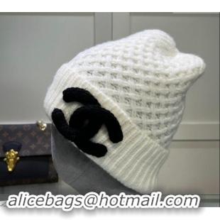 Top Quality Chanel Knit Hat with Maxi CC CH082301 White 2024