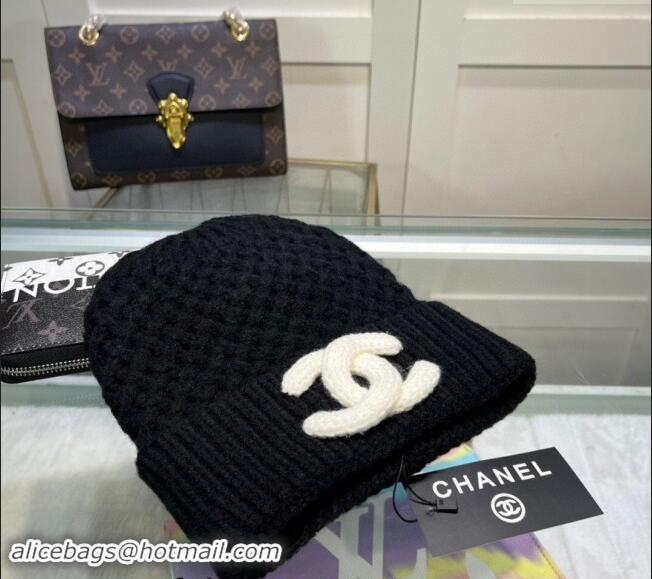 Grade Quality Chanel Knit Hat with Maxi CC CH082301 Black 2024