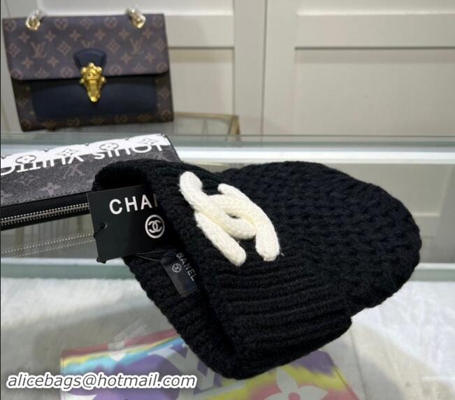 Grade Quality Chanel Knit Hat with Maxi CC CH082301 Black 2024