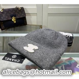 Buy New Cheap Chanel Knit Hat with CC Patch CH082302 Grey 2024