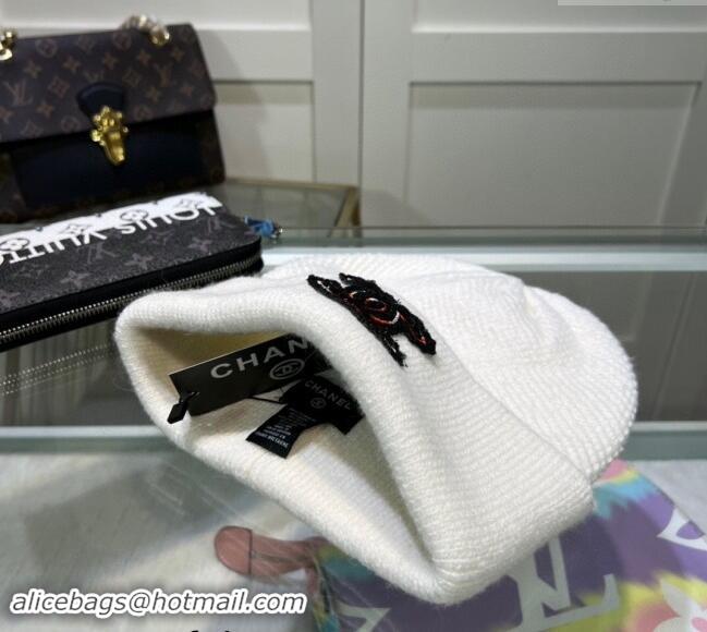 Well Crafted Chanel Knit Hat with CC Patch CH082302 White 2024