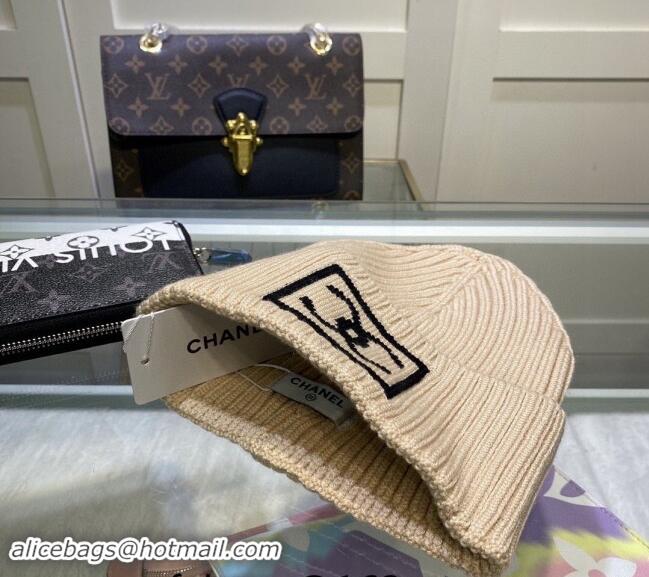 New Fashion Chanel Knit Hat with Framed CC CH082303 Beige 2024