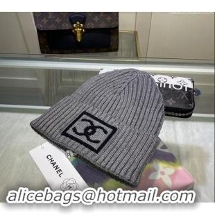 Popular Style Chanel Knit Hat with Framed CC CH082303 Grey 2024