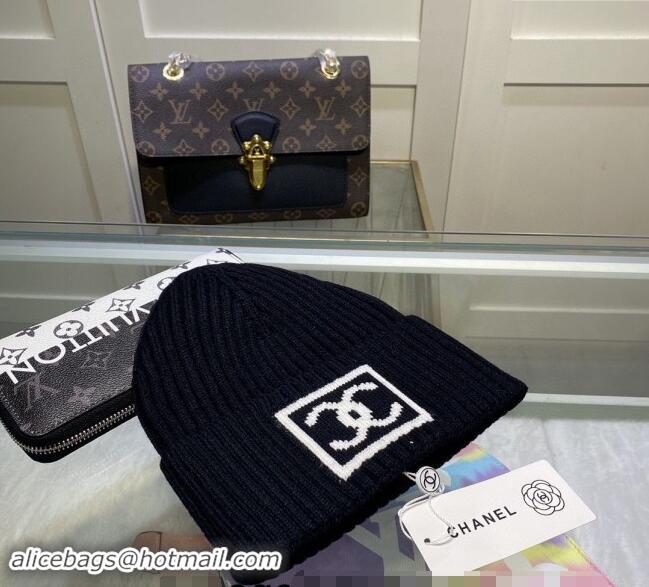 New Product Chanel Knit Hat with Framed CC CH082303 Black 2024