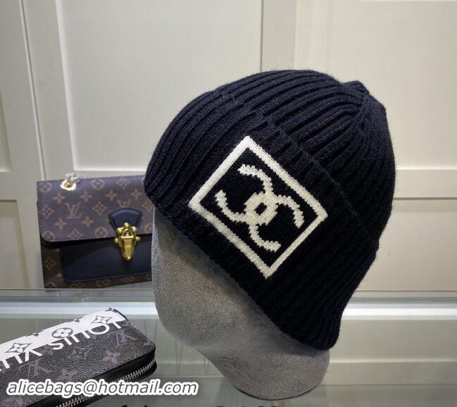 New Product Chanel Knit Hat with Framed CC CH082303 Black 2024