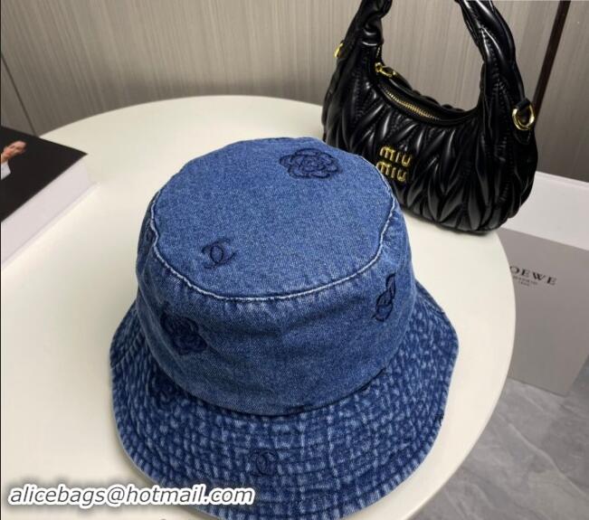 Market Sells Chanel Camellia Denim Bucket Hat CH082304 Blue 2024