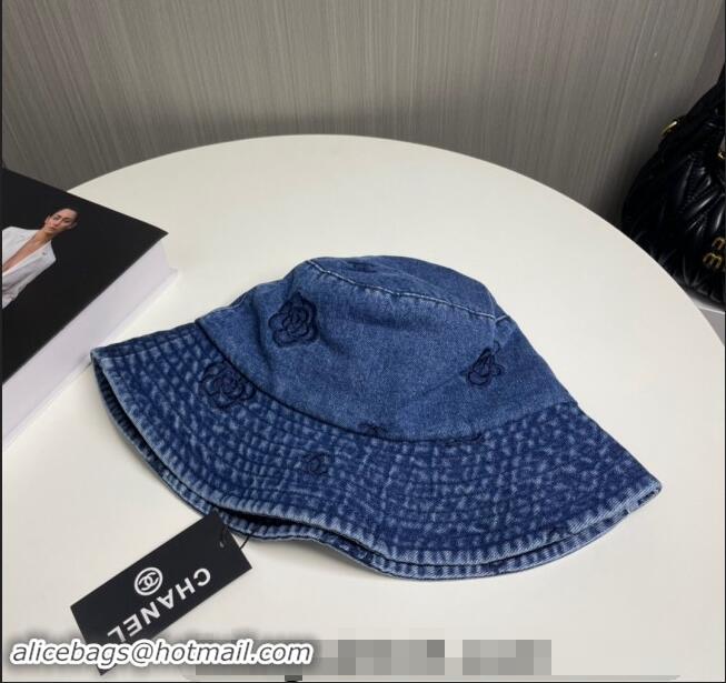 Market Sells Chanel Camellia Denim Bucket Hat CH082304 Blue 2024