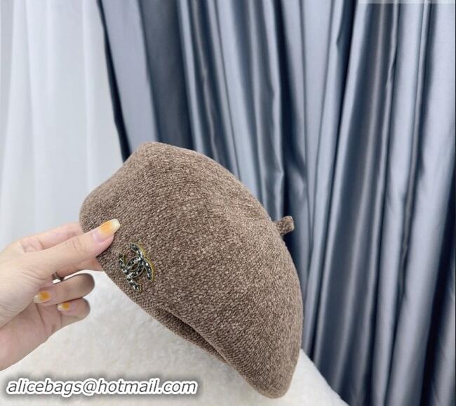 Top Design Chanel Chenille Beret Hat CH082306 Grey 2024