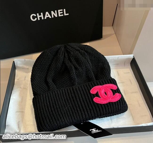 Super Quality Chanel Knit hat with Maxi CC CH091302 Black 2024