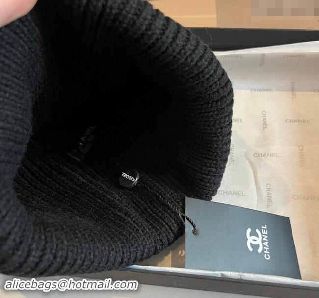 Super Quality Chanel Knit hat with Maxi CC CH091302 Black 2024