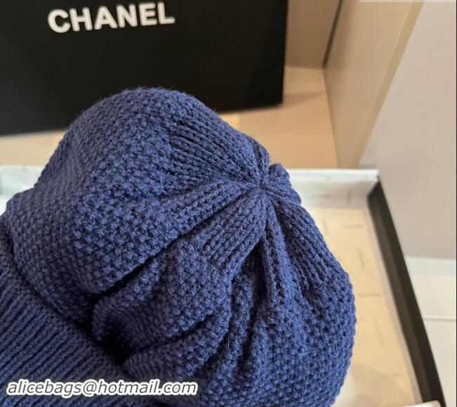 Luxury Discount Chanel Knit hat with Maxi CC CH091302 Blue 2024