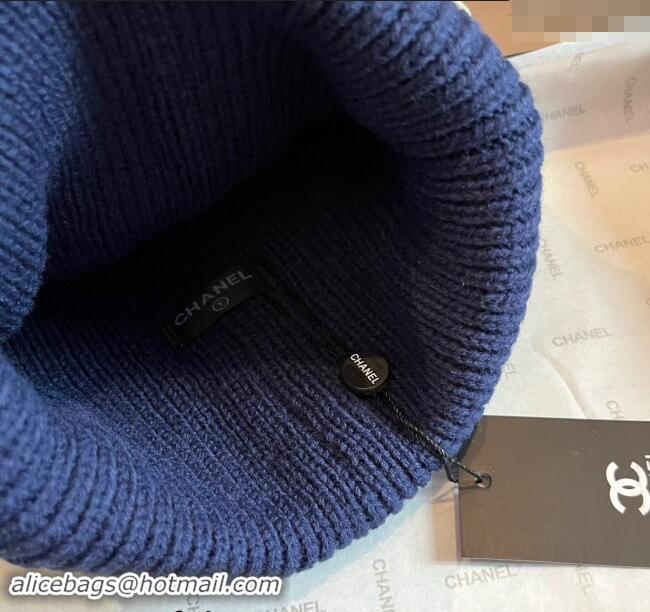 Luxury Discount Chanel Knit hat with Maxi CC CH091302 Blue 2024