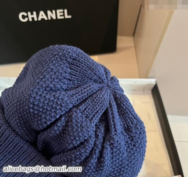 Luxury Discount Chanel Knit hat with Maxi CC CH091302 Blue 2024