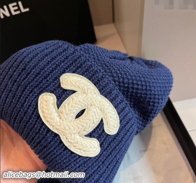 Luxury Discount Chanel Knit hat with Maxi CC CH091302 Blue 2024