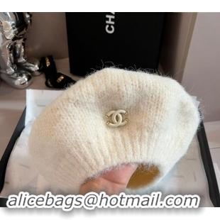 Top Quality Chanel Knit Beret hat CH091303 White 2024