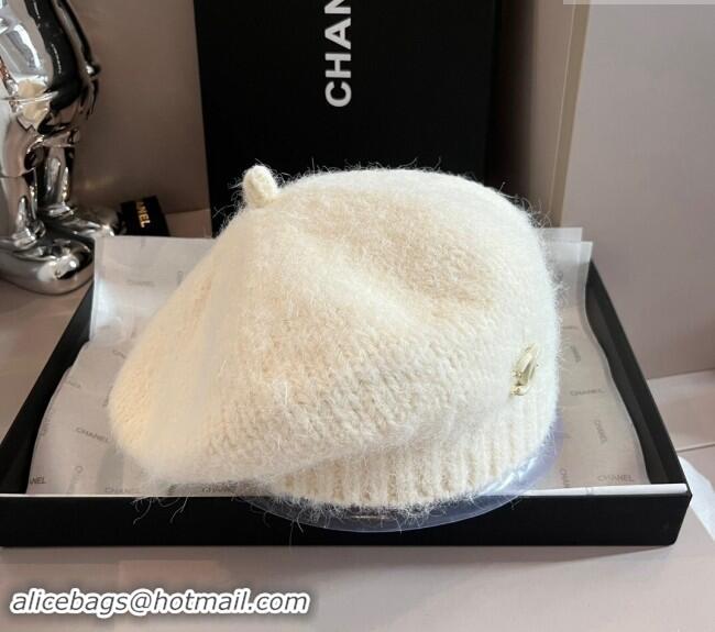 Top Quality Chanel Knit Beret hat CH091303 White 2024