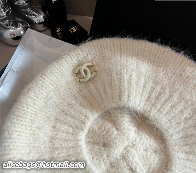 Top Quality Chanel Knit Beret hat CH091303 White 2024