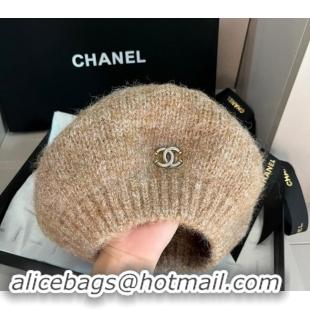 Buy Classic Chanel Knit Beret hat CH091303 Light Brown 2024