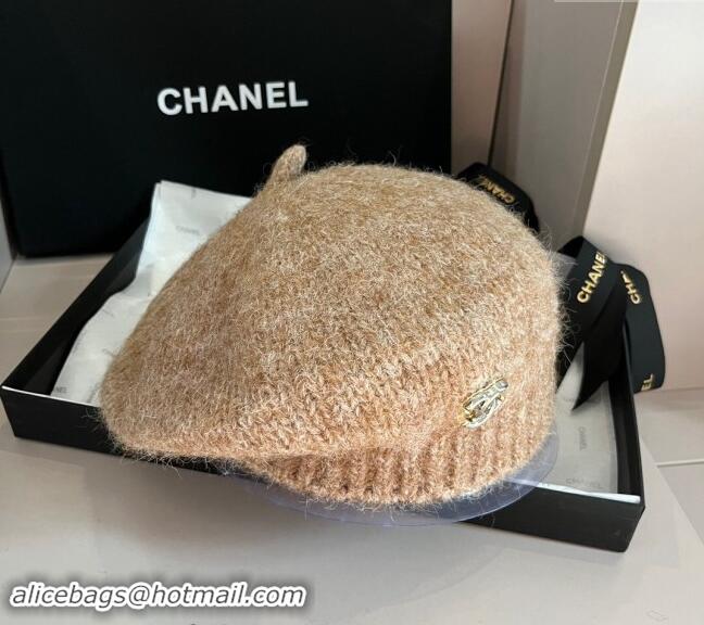 Buy Classic Chanel Knit Beret hat CH091303 Light Brown 2024