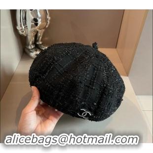 Classic Specials Chanel Tweed Beret Hat CH091304 Black 2024