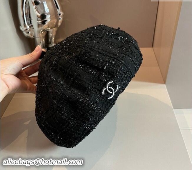 Classic Specials Chanel Tweed Beret Hat CH091304 Black 2024