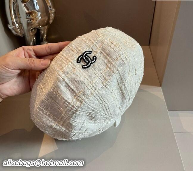 Market Sells Chanel Tweed Beret hat CH091304 White 2024