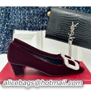 Good Looking Roger Vivier Belle Vivier Strass Buckle Pumps 4.5cm in Velvet Dark Purple 010096