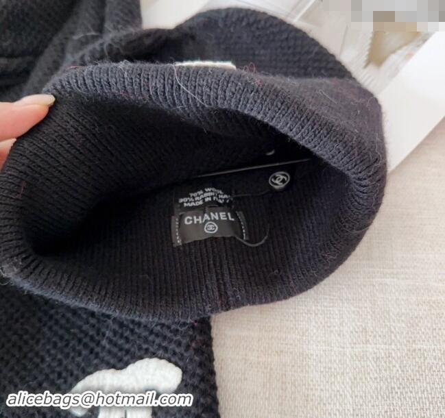 Spot Bulk Chanel Knit Hat and Scarf Set CH091305 Black 2024