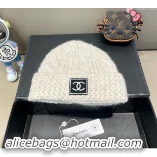 Cheap Discount Chanel Knit Hat with CC Patch CH091306 White 2024