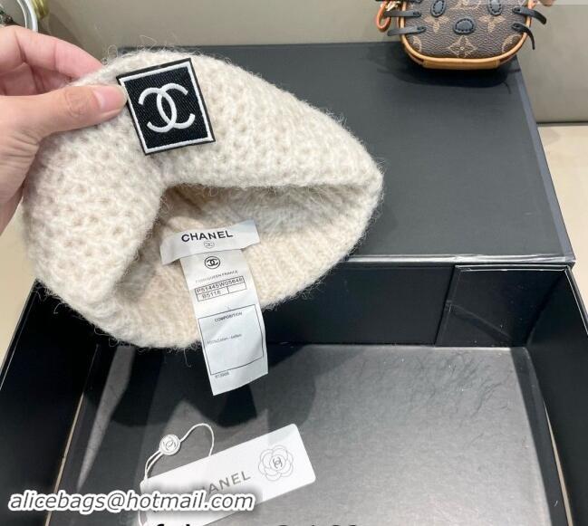 Cheap Discount Chanel Knit Hat with CC Patch CH091306 White 2024