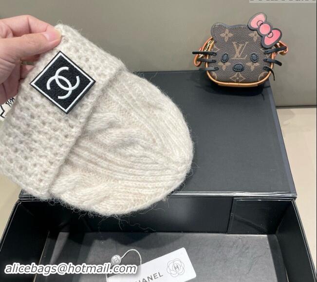 Cheap Discount Chanel Knit Hat with CC Patch CH091306 White 2024