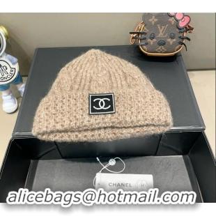 Market Sells Chanel Knit Hat with CC Patch CH091306 Beige 2024